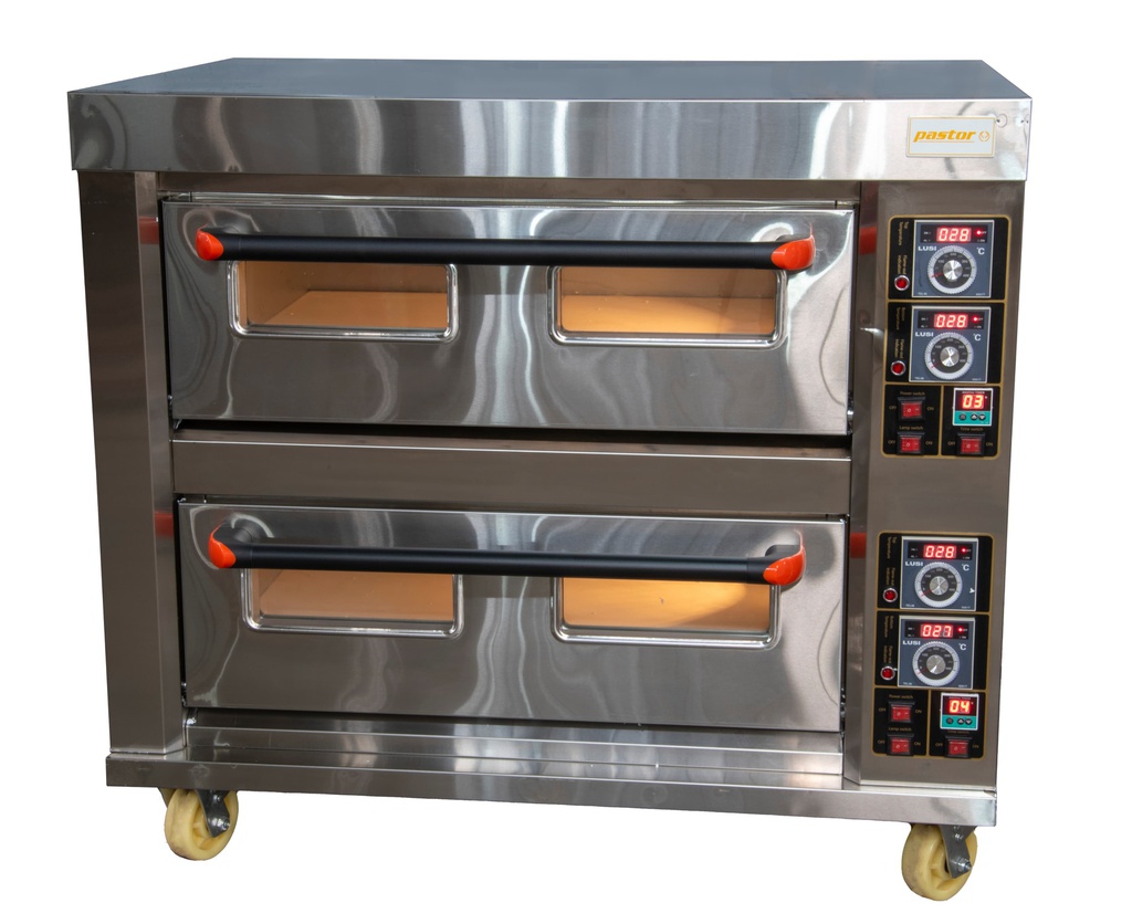 Horno de Piso 40DS de 2 Cámaras c/Vaporizador - 4 bandejas de 60x40 - Trifásico 380V 50Hz